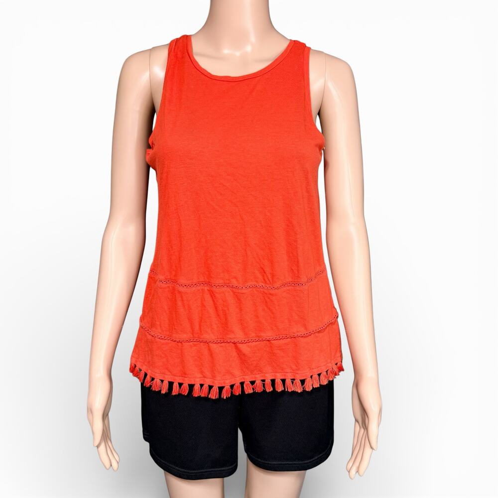 Old Navy Womens Tank Top Shirt Tassel Fringe Sleeveless Summer Orange Small